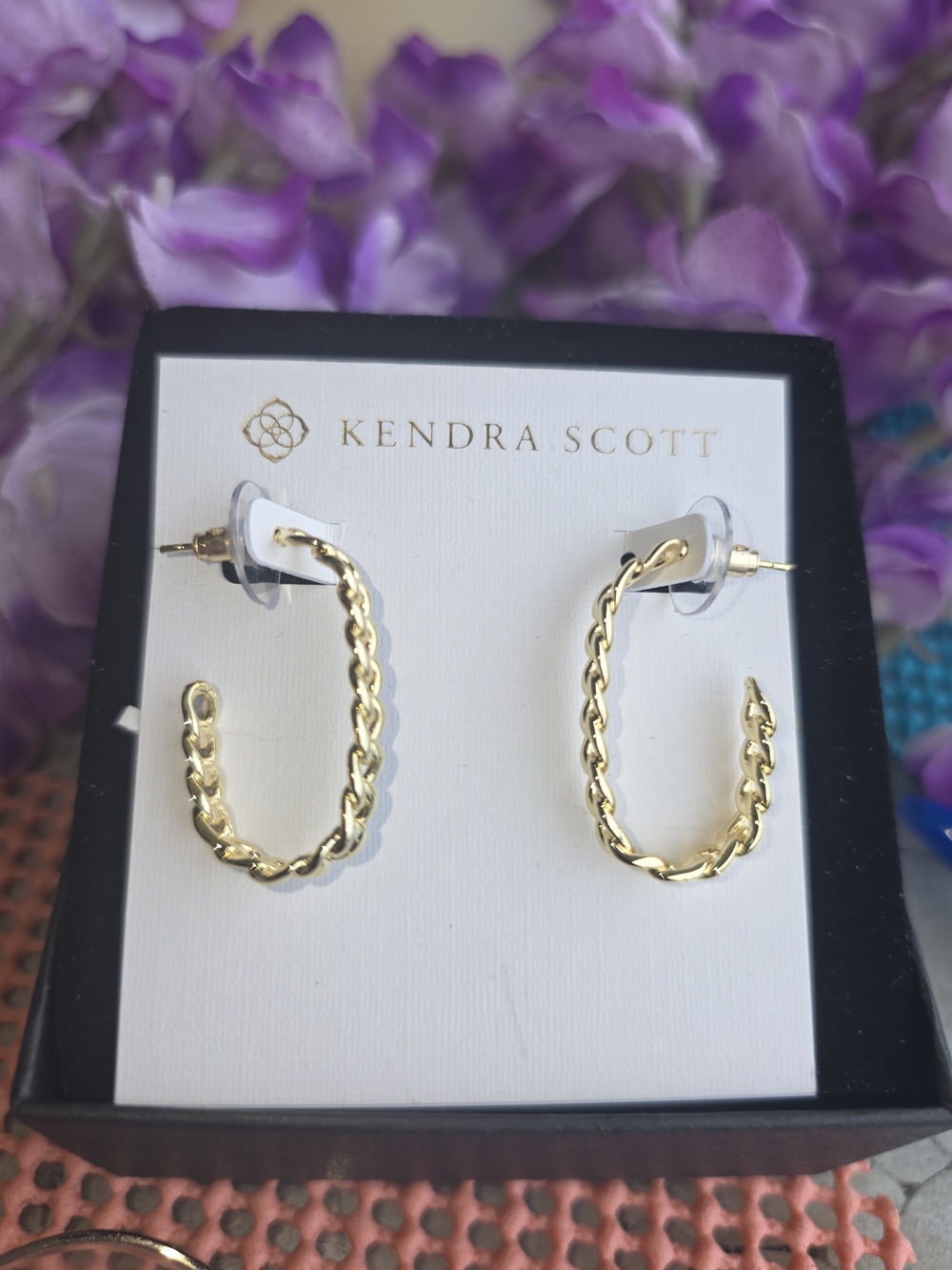 Kendra Scott Braided Gold Chain-Link Hoop Earrings
